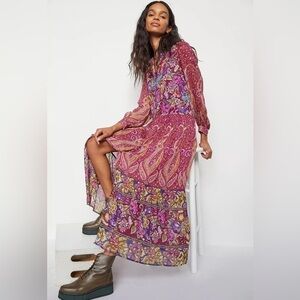 Anthropologie Floral Nicole Maxi Shirt Dress XS